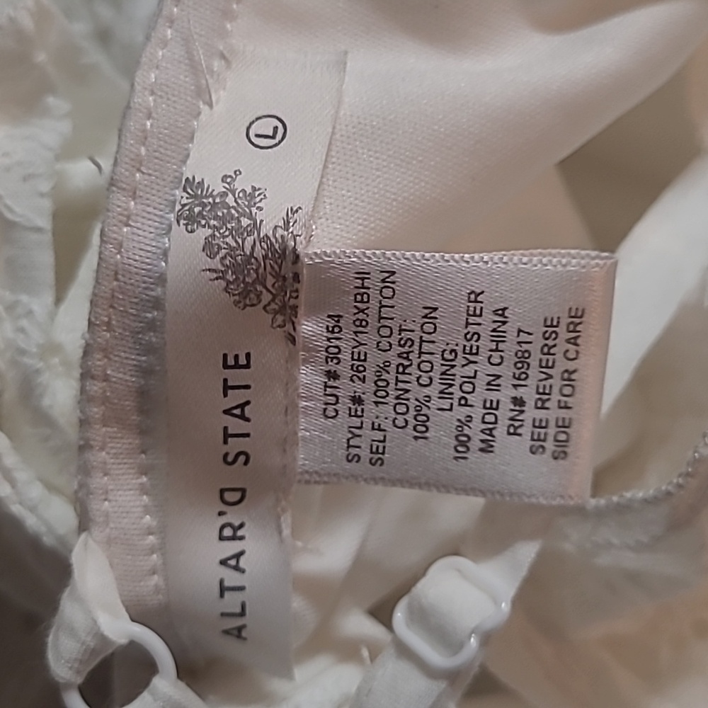 Altar'd State White Eyelet Romper with Ruffle Details Size Large - Picture 9 of 9